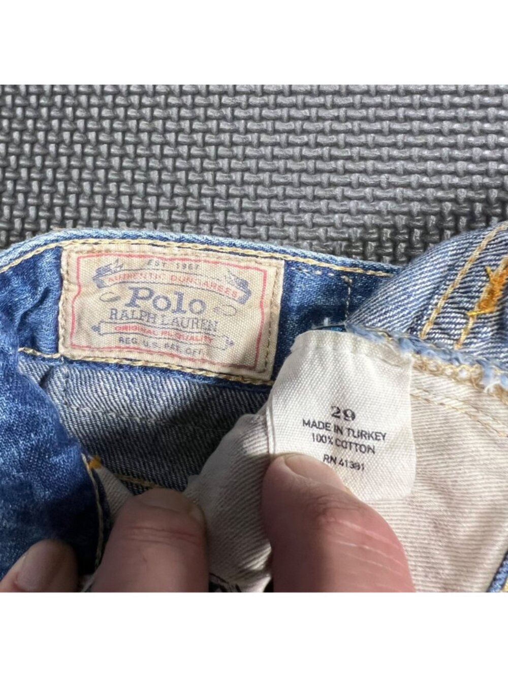 Polo Ralph Lauren Mens Distressed Light Wash Denim Jeans Slim Fit Size 29 100% C - Picture 4 of 5